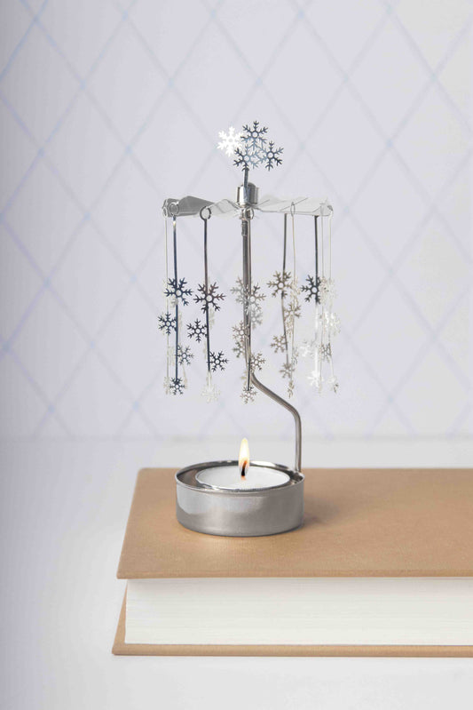 Silver Snowflakes Tealight Spinner