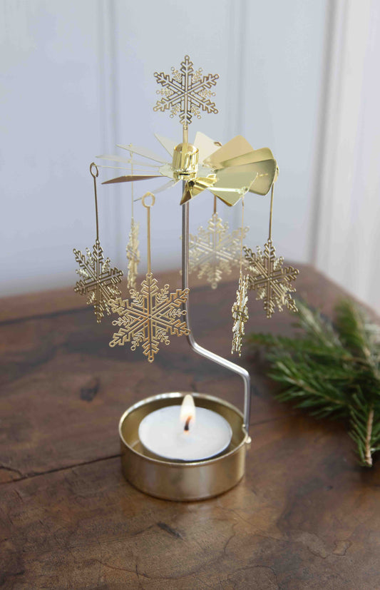 Golden Snowflakes Tealight Spinner