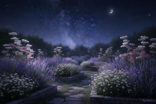 A herb garden at night for a good sleep